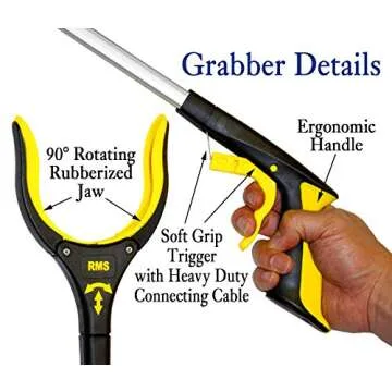2-Pack 34 Inch and 21 Inch Grabber Reacher with Rotating Jaw - Mobility Aid Reaching Assist Tool
