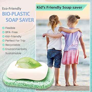 IT'S SENAH|4Pack| Keep Soap Clean & Fresh Bathroom Soap Dishes, Soap Saver Set | Eco-Friendly, Recyclable | Flexible & Durable Soap Lift | BPA-Free, Non-Slip Bath Soap Holders