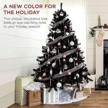 Best Choice Products 7.5ft Artificial Full Black Christmas Tree Seasonal Holiday Decoration for Home...