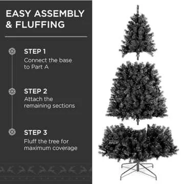 Best Choice Products 7.5ft Artificial Full Black Christmas Tree Seasonal Holiday Decoration for Home, Office, Party Decoration w/ 1,350 PVC Branch Tips, Metal Hinges, Foldable Base