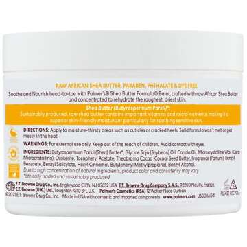 Palmer’s Shea Butter Formula Raw African Shea Butter Balm, Nourishing Body Moisturizer for Rough, Dry Skin, 7.25 Ounces