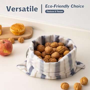 GobiSea Bread Bags for Homemade Bread Sourdough with Bowl Cover, Reusable Linen Bread Storage Bag Sourdough Bread Bags - Plastic Lined - with Bread Proofing Cover