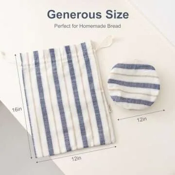 GobiSea Bread Bags for Homemade Bread Sourdough with Bowl Cover, Reusable Linen Bread Storage Bag Sourdough Bread Bags - Plastic Lined - with Bread Proofing Cover