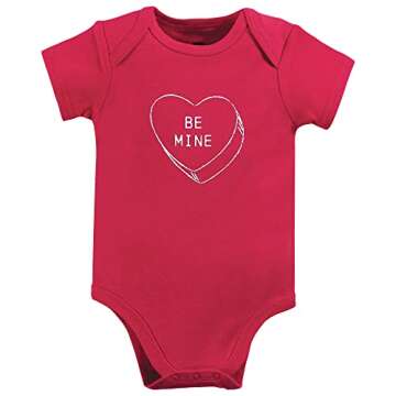 Hudson Baby Cotton Bodysuits, Be Mine Valentine Theme