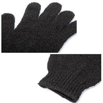 6Pairs Exfoliating Gloves - Premium Black Scrub Wash Mitt for Bath or Shower - Luxury Spa Exfoliation Accessories for Beauty Spa Massage, Suitable for Men and Women