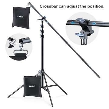 LINCO Lincostore T-Shape Portable Background Backdrop Support Stand Kit 6.7ft Wide 9.5ft Tall Adjustable Photo Backdrop Stand with 3 Clamps