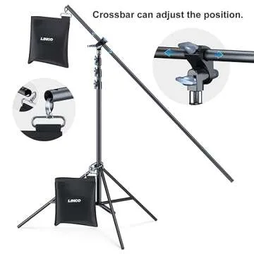 LINCO Lincostore T-Shape Portable Background Backdrop Support Stand Kit 6.7ft Wide 9.5ft Tall Adjustable Photo Backdrop Stand with 3 Clamps