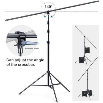 LINCO Lincostore T-Shape Portable Background Backdrop Support Stand Kit 6.7ft Wide 9.5ft Tall Adjustable Photo Backdrop Stand with 3 Clamps