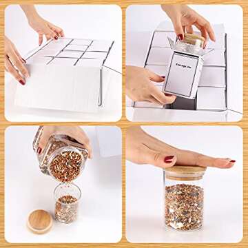 Chrider Glass Jars Set of 12, Spice Glass Jars with Bamboo Wooden Airtight Lids and Labels, Food Storage Containers for Home Kitchen, Tea, Sugar, Salt, Pepper, Spices, Coffee, Flour, Herbs, Grains