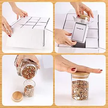 Chrider Glass Jars Set of 12, Spice Glass Jars with Bamboo Wooden Airtight Lids and Labels, Food Storage Containers for Home Kitchen, Tea, Sugar, Salt, Pepper, Spices, Coffee, Flour, Herbs, Grains