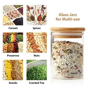 Chrider Glass Jars Set of 12, Spice Glass Jars with Bamboo Wooden Airtight Lids and Labels, Food Storage Containers for Home Kitchen, Tea, Sugar, Salt, Pepper, Spices, Coffee, Flour, Herbs, Grains