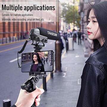 SGC-600 On-Camera Condenser Interview Microphone 3.5mm Plug with Windscreen Cold Shoe Mount Compatible with Canon Nikon Sony DSLR Cameras Camcorders