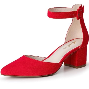 Ankis Closed Toe Heels for Women - Stylish 2.25 Inch Low Block Pumps with Ankle Strap
