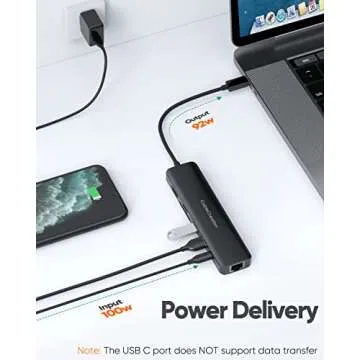 USB C Hub with Ethernet, CableCreation 7 in 1 4k@60Hz HDMI USB C Multiport Adapter with 100W PD, 2 USB 3.0 Ports, SD/TF Cards Reader Compatible for MacBook Pro/Air M1 M2, iPad Pro/Air, Dell XPS, HP