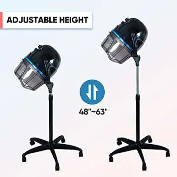 ZENY Stand Up Hair Dryer 1300W Adjustable Floor Hooded Bonnet Hair Dryers with Rolling Wheels Professional Salon Equipment for Beauty Home Hair Drying