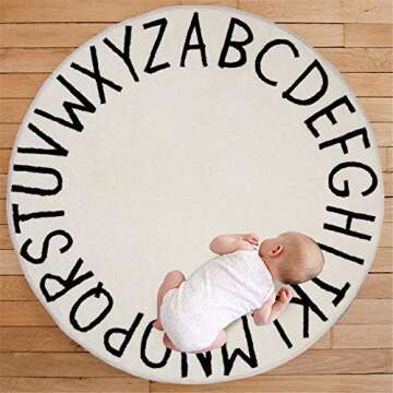 SHACOS Round Kids ABC Rug Soft Alphabet Rug 32 inch Small Nursery Educational Playroom Carpet for Ki...