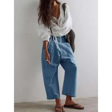 Cicy Bell Womens Wide Leg Cropped Jeans for Ultimate Comfort
