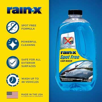 Rain-X 620073 - Car Wash Deep Cleaning, High Foam Soap Provides Spot Free Shine with No Towel Or Hand Drying Needed - Car soap for car cleaning and detailing 48 fl oz