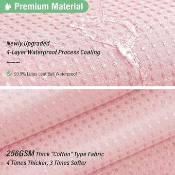 Dynamene Pink Fabric Shower Curtain - Waffle Weave Textured Heavy Duty Cloth Shower Curtains for Bathroom, 256GSM Hotel Luxury Weighted Bath Curtain Set with 12 Hooks,72x72, Pink