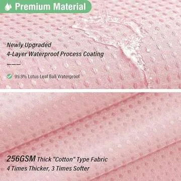 Dynamene Pink Fabric Shower Curtain - Waffle Weave Textured Heavy Duty Cloth Shower Curtains for Bathroom, 256GSM Hotel Luxury Weighted Bath Curtain Set with 12 Hooks,72x72, Pink