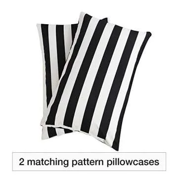 Vaulia Lightweight Microfiber Sheets, Printed Stripe Pattern Design, Black/White Twin Size, 3-Piece Set (1 Fitted Sheet, 2 Pillowcases)