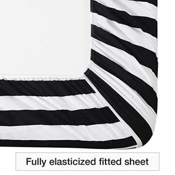 Vaulia Lightweight Microfiber Sheets, Printed Stripe Pattern Design, Black/White Twin Size, 3-Piece Set (1 Fitted Sheet, 2 Pillowcases)