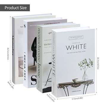 4 Pack Faux Books for Decoration, Ediactcyl Modern Fashion Decorative Books Set for Hardcover Home Decor, Fake Book Stacks Display for Bookshelf Living Room Decor