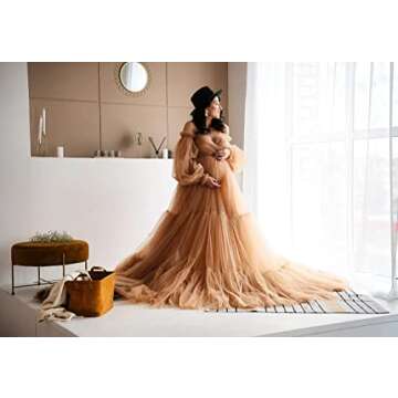 Midiluy Tulle Robe Maternity Dress for Photoshoot Fluffy Pregnancy Dresses Long Bridal Lingerie Bath...