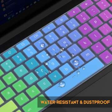 Colorful Keyboard Cover for Dell 11.6 Chromebook 3100 3110 / Chromebook 11 3120 3180 3181 3189 5190 P22T 11.6" / Chromebook 13 3380 13.3" Protective Skin, Dell Chromebook Accessories, Rainbow