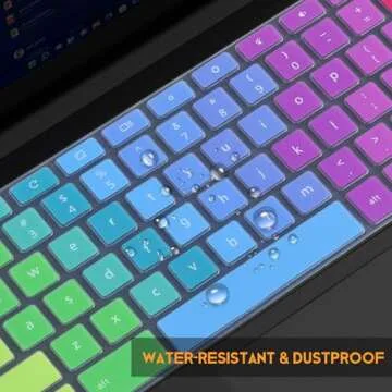 Colorful Keyboard Cover for Dell 11.6 Chromebook 3100 3110 / Chromebook 11 3120 3180 3181 3189 5190 P22T 11.6" / Chromebook 13 3380 13.3" Protective Skin, Dell Chromebook Accessories, Rainbow