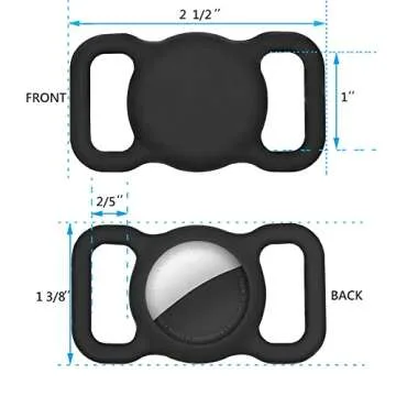 SWINCHO Airtag Dog Collar Holder 2 Pack Durable Airtag Holders Securely Attach to Dog Collars for GPS Tracking Apple Air Tags Holder for Pet Collar (2xBlack)