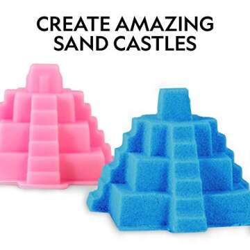 NATIONAL GEOGRAPHIC Play Sand - 2 LBS of Sand with Castle Molds and Tray (Blue) - A Special Sensory Activity