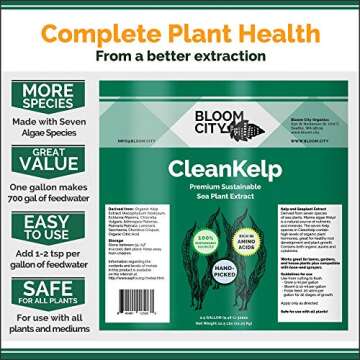 Organic Liquid Seaweed and Kelp Fertilizer Supplement by Bloom City, Quart (32 oz) Concentrated Makes 180 Gallons