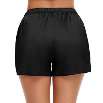 SWOMOG Women's Silk Stain Pajama Shorts Pj Bottoms with Pockets Drawstring Sleep Shorts Boxer Soft Lounge Shorts