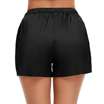 SWOMOG Women's Silk Stain Pajama Shorts Pj Bottoms with Pockets Drawstring Sleep Shorts Boxer Soft Lounge Shorts