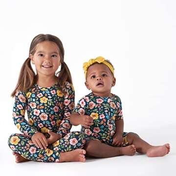 Gerber Unisex Baby Toddler Buttery Soft 2-Piece Snug Fit Pajamas with Viscose Made from Eucalyptus, Midnight Floral, 18 Months