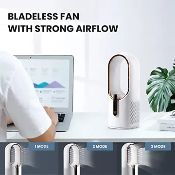 KONSIDEN 11.8 Inch Bladeless Desk Fan - Quiet, 3 Speed Adjustment