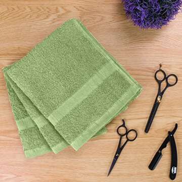 Utopia Towels, Salon Towel, Pack of 24, Not Bleach Proof, 16 by 27 Inches, Highly Absorbent Cotton Towels for Hand, Gym, Beauty, Spa, and Home Hair Care, Sage Green