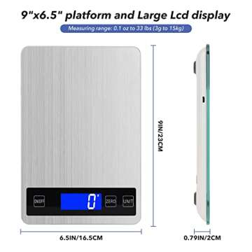 33lb Digital Kitchen Scale - USB Rechargeable & Heavy Duty