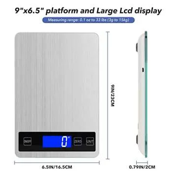 33lb Digital Kitchen Scale - USB Rechargeable & Heavy Duty