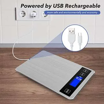 33lb Digital Kitchen Scale - USB Rechargeable & Heavy Duty