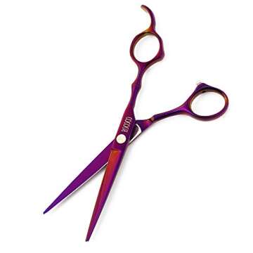 ROCOCO Professional 6.0 inch Salon Hair Cutting Scissors and Hair Thinning Shears with Razor for Barber Hairdresser (Purple)