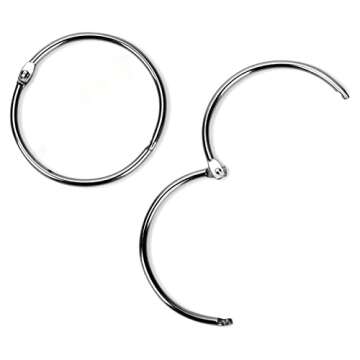 Simetufy Binder Rings 3 Inch(24 Pack) Metal Paper Rings,Large Key Rings,Extra Large Metal Book Rings