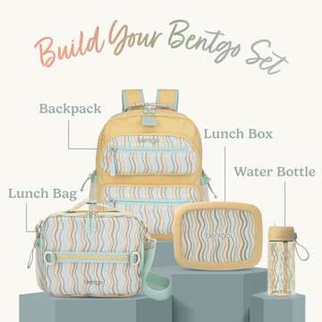 Bentgo Kids 5-Compartment Leak-Proof Bento-Style Lunch Box (Whimsy & Wonder Collection) - Ideal for Ages 3-7, Drop-Proof & Durable, Dishwasher Safe, & Made with BPA-Free Materials (Wavy)