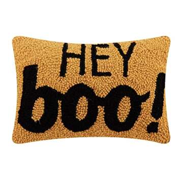 Peking Handicraft Hey Boo Hook Polyfill Throw Pillow, Unique Holiday Decor Piece