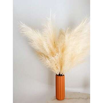 Faux Pampas Grass by ZZ LUME | Realistic | Home, Wedding, Events, Boho Decor | Trendy | Large, Full | 3 Stems