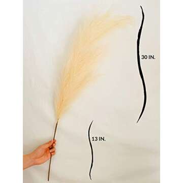 Faux Pampas Grass by ZZ LUME | Realistic | Home, Wedding, Events, Boho Decor | Trendy | Large, Full | 3 Stems