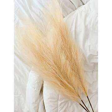 Faux Pampas Grass by ZZ LUME | Realistic | Home, Wedding, Events, Boho Decor | Trendy | Large, Full | 3 Stems