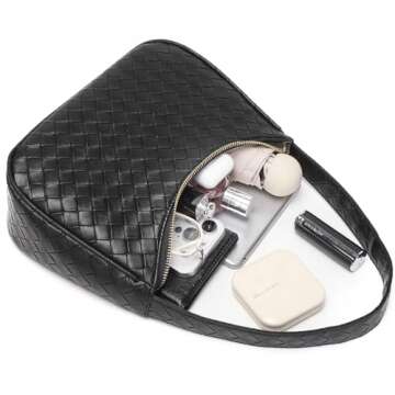 CYHTWSDJ Shoulder Bags for Women, Cute Hobo Tote Handbag Mini Clutch Purse with Zipper Closure (BZ black)