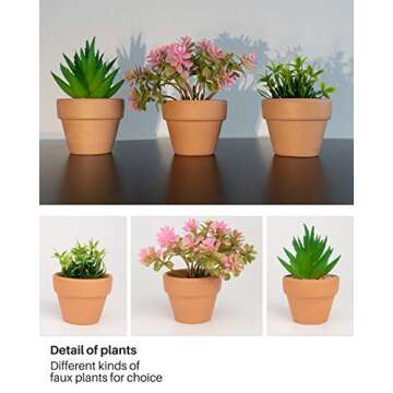 MoHern Mini Macrame Plant Hanger with Pot, 3 Pcs Small Cute Hanging Rearview Mirror Charms, Boho Car Decor, for Plant Lover